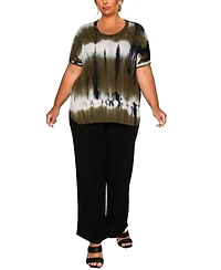 Coin 1804 Plus Hand Tie Dye Double Binding Neck and Dolman Sleeve Top