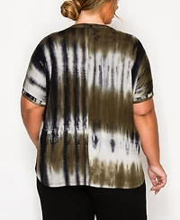 Coin 1804 Plus Hand Tie Dye Double Binding Neck and Dolman Sleeve Top