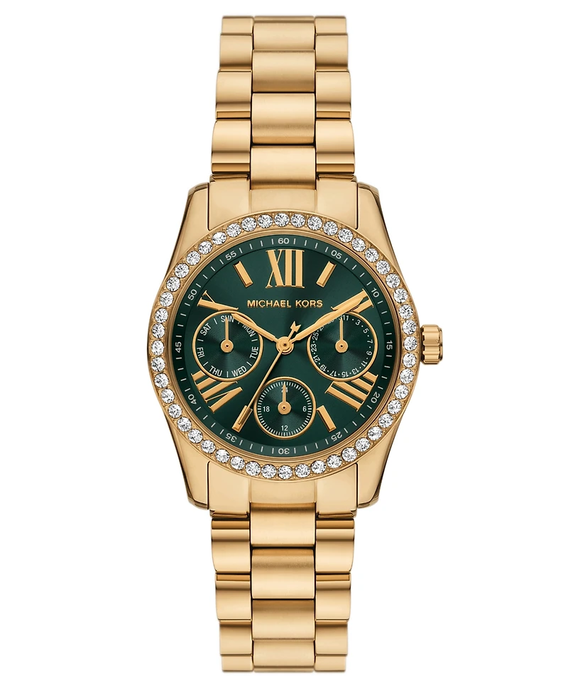 Michael Kors Women's Lexington Lux Multifunction Gold-Tone Stainless Steel Watch, 34mm