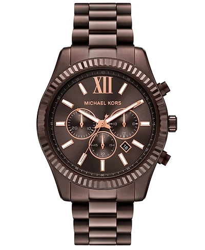 Michael Kors Men's Lexington Chronograph Brown Stainless Steel Watch, 44mm