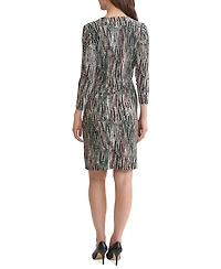 Kasper Women's Printed Long-Sleeve Faux-Wrap Dress