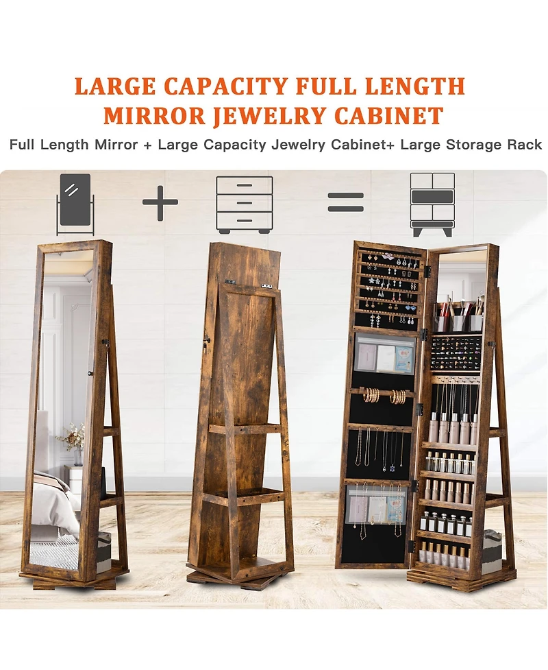 Vlsrka 360° Rotating Led Jewelry Armoire