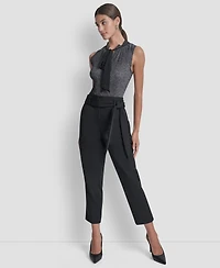 Dkny Women's Tie-Waist High-Rise Straight-Fit Pants