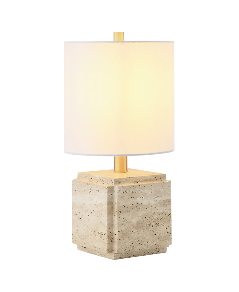 Hudson & Canal Pacha 15.5" Metal Stone Table Lamp with Fabric Shade
