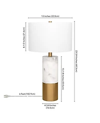 Hudson & Canal Liana 23.75" Metal Table Lamp with Fabric Shade