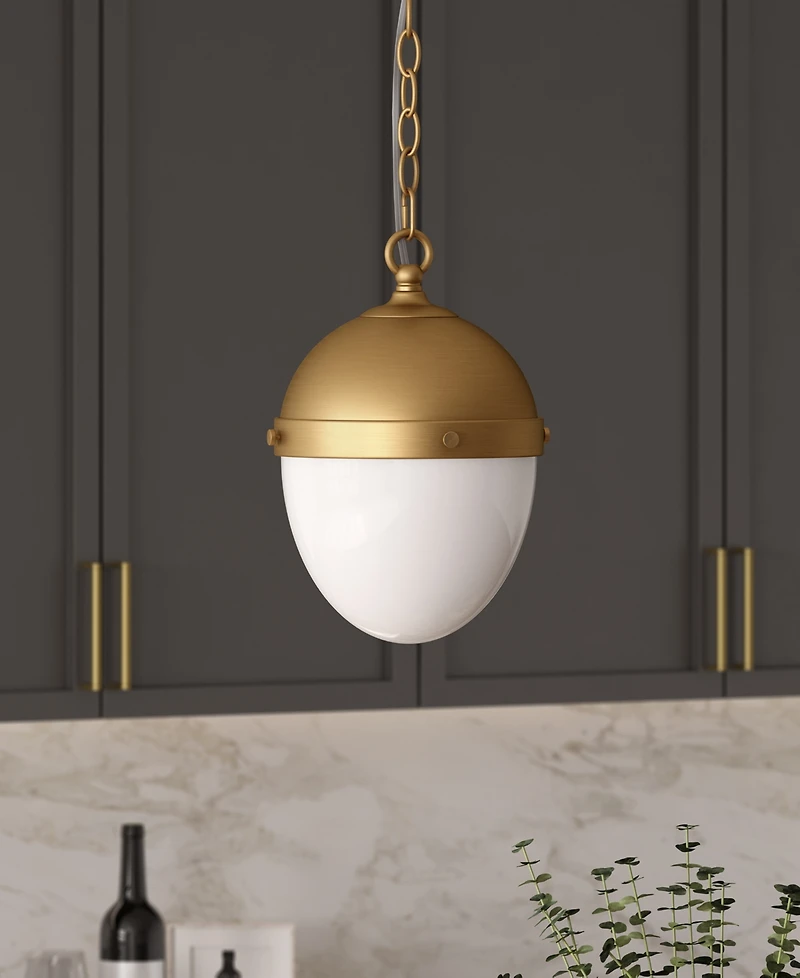 Hudson & Canal Aurelia 13" Metal Pendant with Glass Shade