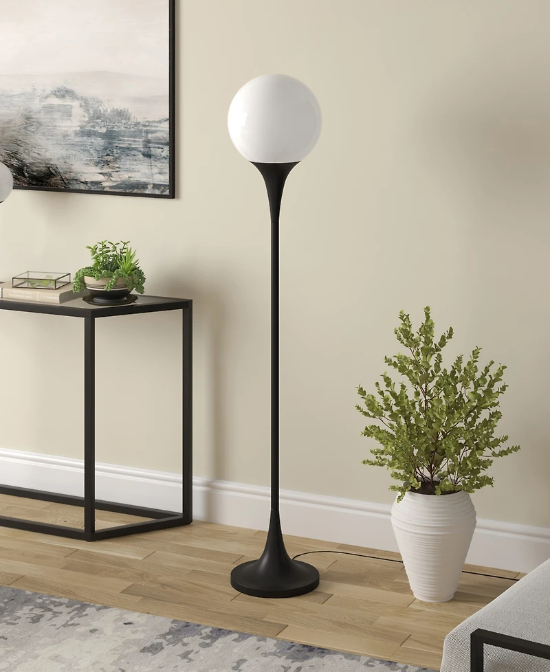 Hudson & Canal Mahdi 70" Metal Torchiere Floor Lamp with Glass Shade