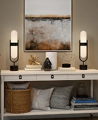Hudson & Canal Blair 25" Metal Pill-Shaped Table Lamp with Milk Glass Shade