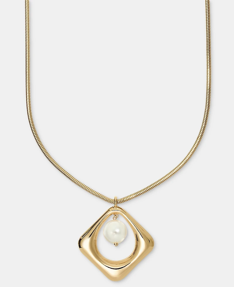 I.n.c. International Concepts Imitation Pearl Square Orbital Pendant Necklace, 30" + 3" extender, Macy's Exclusive
