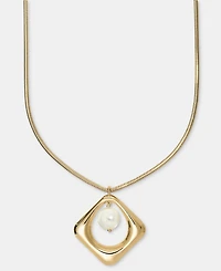 I.n.c. International Concepts Imitation Pearl Square Orbital Pendant Necklace, 30" + 3" extender, Macy's Exclusive