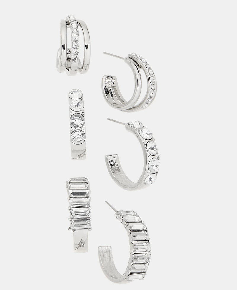 I.n.c. International Concepts Glass Stone Hoop Earrings, Set of 3, Macy's Exclusive