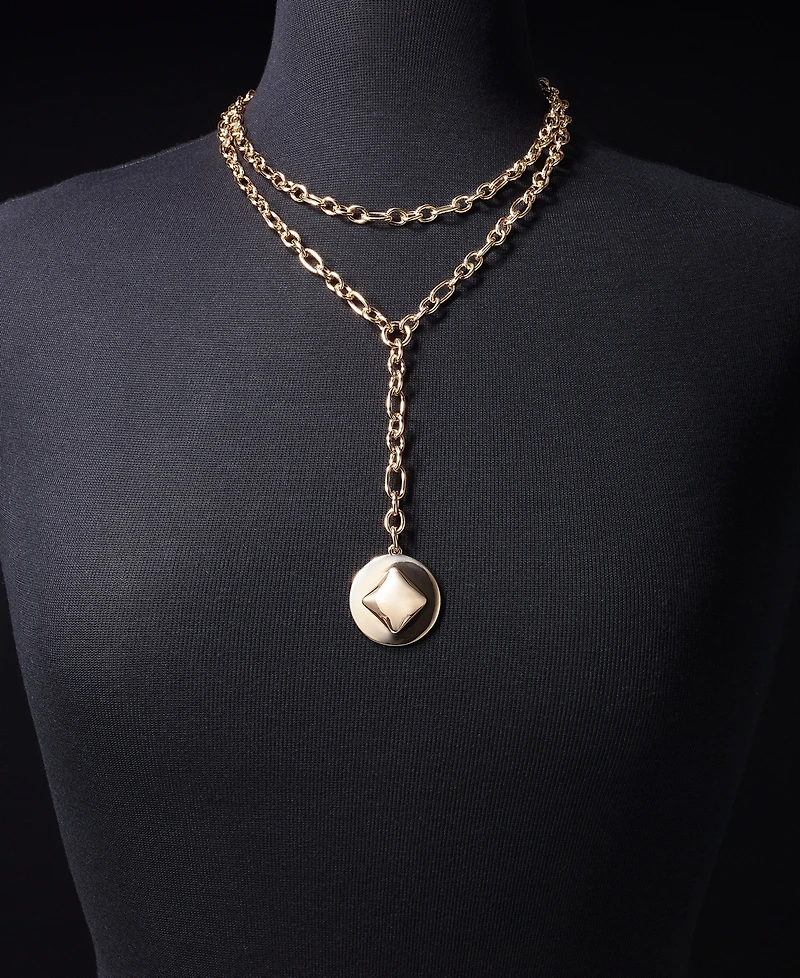 I.n.c. International Concepts Disc Charm Layered Lariat Necklace, 16" + 3" extender, Macy's Exclusive