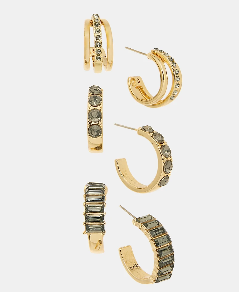 I.n.c. International Concepts Glass Stone Hoop Earrings, Set of 3, Macy's Exclusive