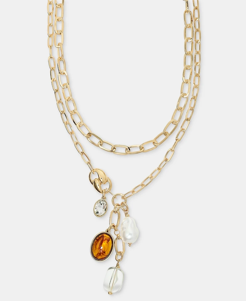 I.n.c. International Concepts Mixed Charm Layered Lariat Necklace, 16-1/2" + 3" extender, Macy's Exclusive