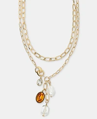 I.n.c. International Concepts Mixed Charm Layered Lariat Necklace, 16-1/2" + 3" extender, Macy's Exclusive