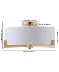Hudson & Canal Hamlin 8.25" Metal 2-Light Semi Flush Mount with Fabric Shade