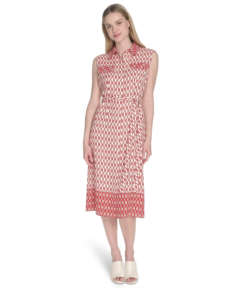 Calvin Klein Women's Collared Sleeveless Midi Dress