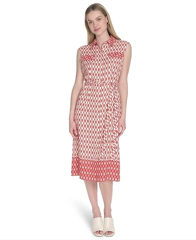 Calvin Klein Women's Collared Sleeveless Midi Dress