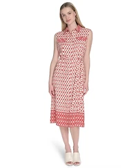 Calvin Klein Women's Collared Sleeveless Midi Dress