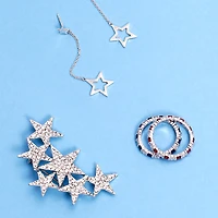Bling Jewelry Jewelry Set Celestial Stars Rock Star Bracelet and Earrings Silver Toggle Clasp