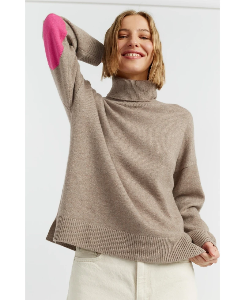 Chinti & Parker Women's Wool Cashmere Elbow Patch Rollneck Sweater