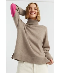 Chinti & Parker Women's Wool Cashmere Elbow Patch Rollneck Sweater