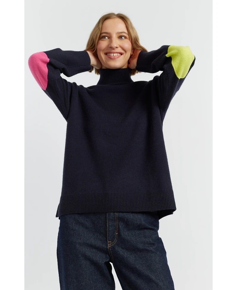 Chinti & Parker Women's Wool Cashmere Elbow Patch Rollneck Sweater