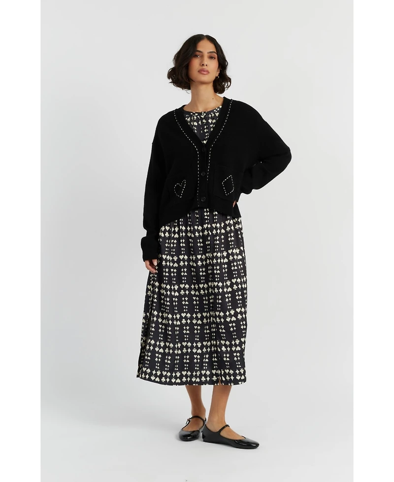 Chinti & Parker Women's Wool Cashmere Queen of Hearts Cardigan