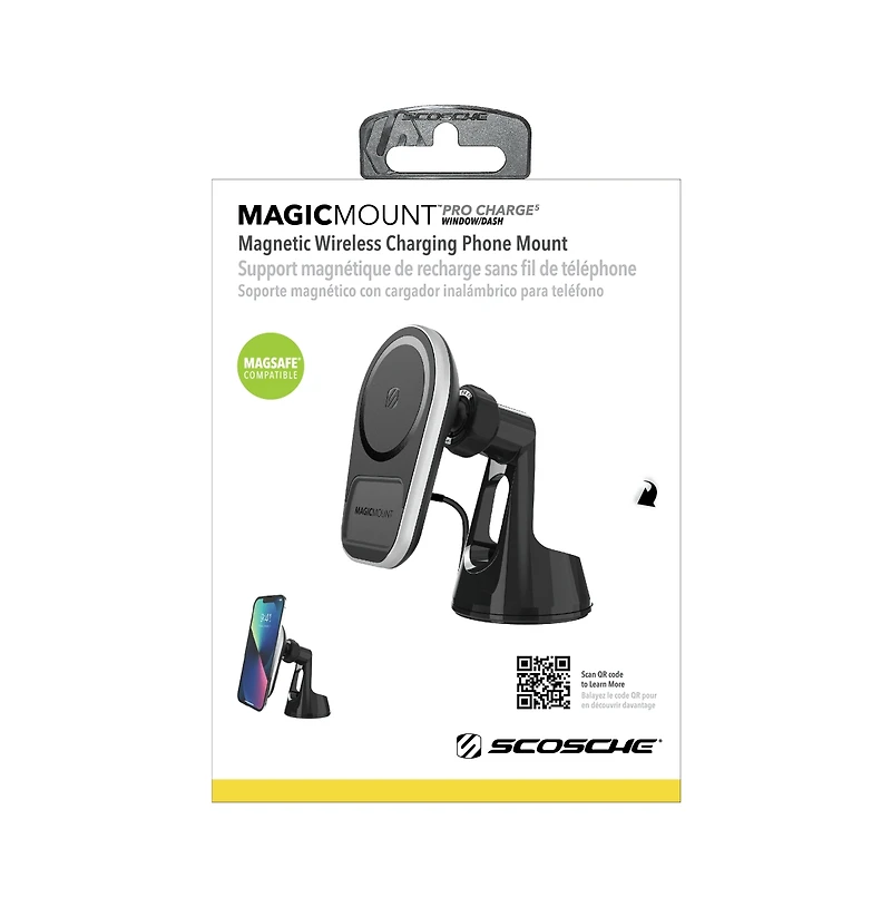 Scosche MagicMount Pro Charge5 Wireless Charging Dash / Window Mount-Black