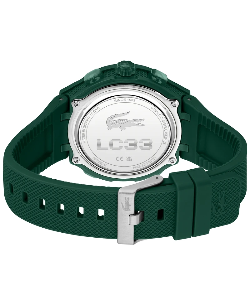 Lacoste Men's LC33 Green Silicone Strap Watch, 44.8mm
