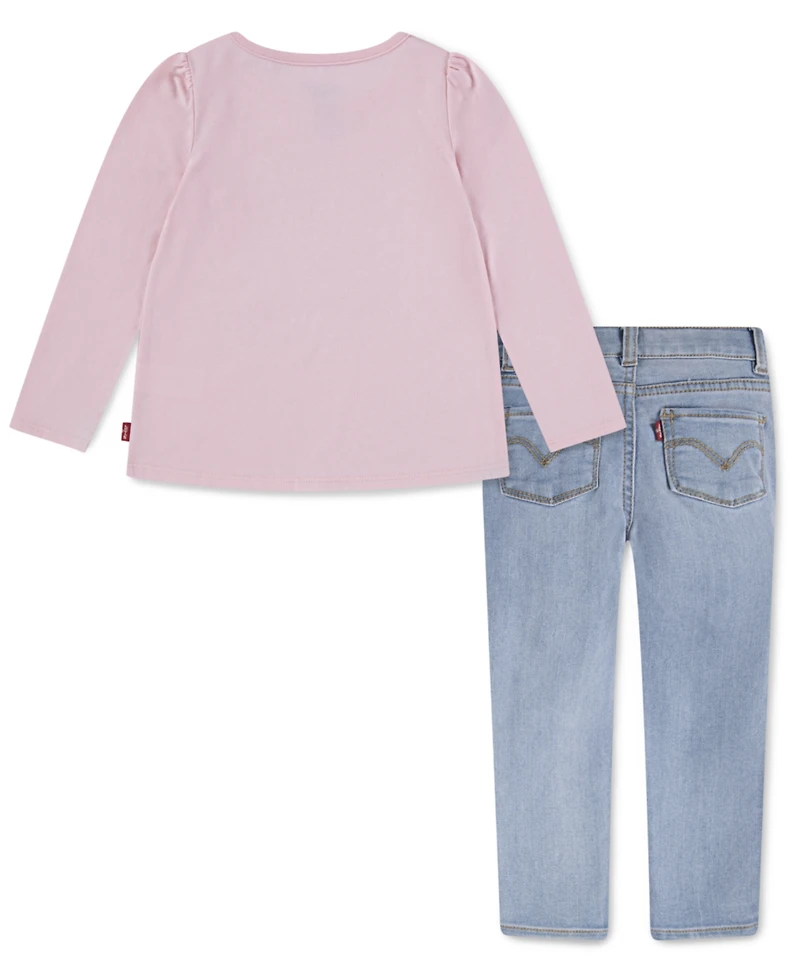 Levi's Little Girls 2-Piece Western Top and Star Jeans Set