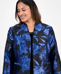 Kasper Plus Floral-Jacquard Jacket