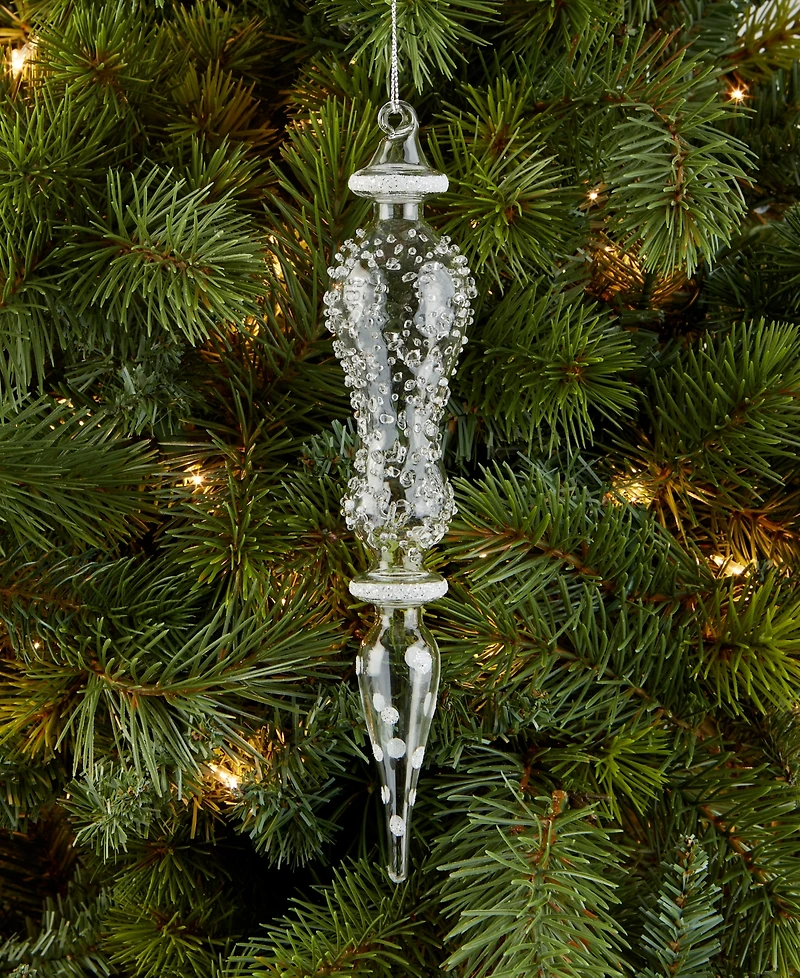 Holiday Lane Iced Delight Glass Finial Ornament, Macy's Exclusive
