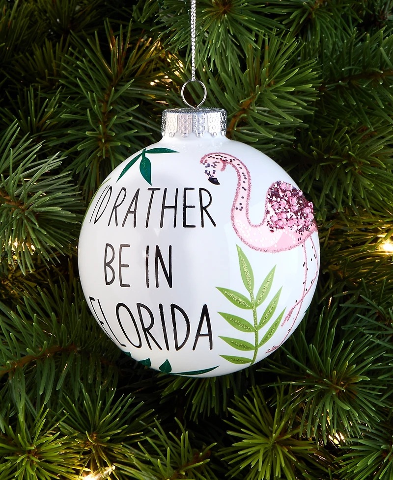 Holiday Lane Florida Glass Glittered Ball Ornament, Macy's Exclusive