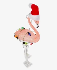 Holiday Lane Florida Santa Flamingo Glittered Ornament, Macy's Exclusive