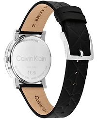 Calvin Klein Women's Ck Monogram Black Leather Strap Watch 32mm
