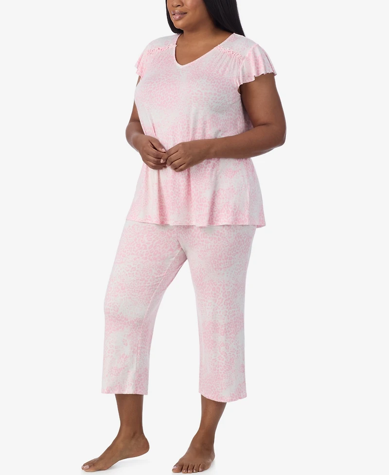 Ellen Tracy Plus Short Sleeve Cropped Pajama Set