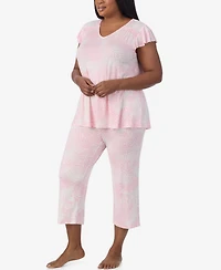 Ellen Tracy Plus Short Sleeve Cropped Pajama Set