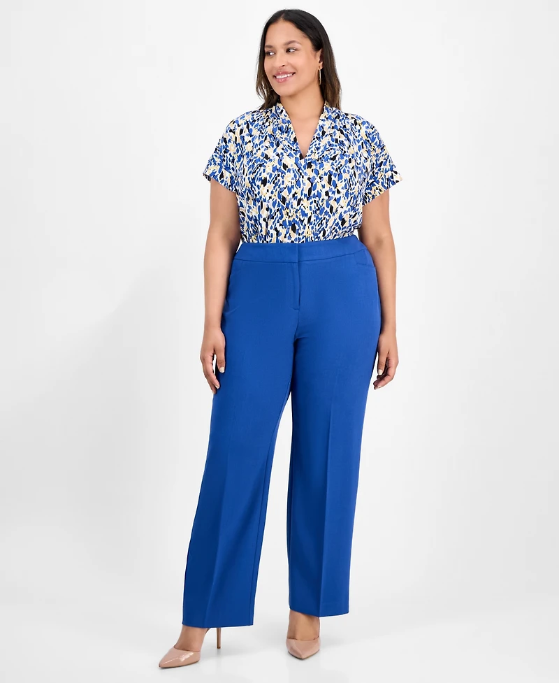 Kasper Plus Straight-Leg Pants