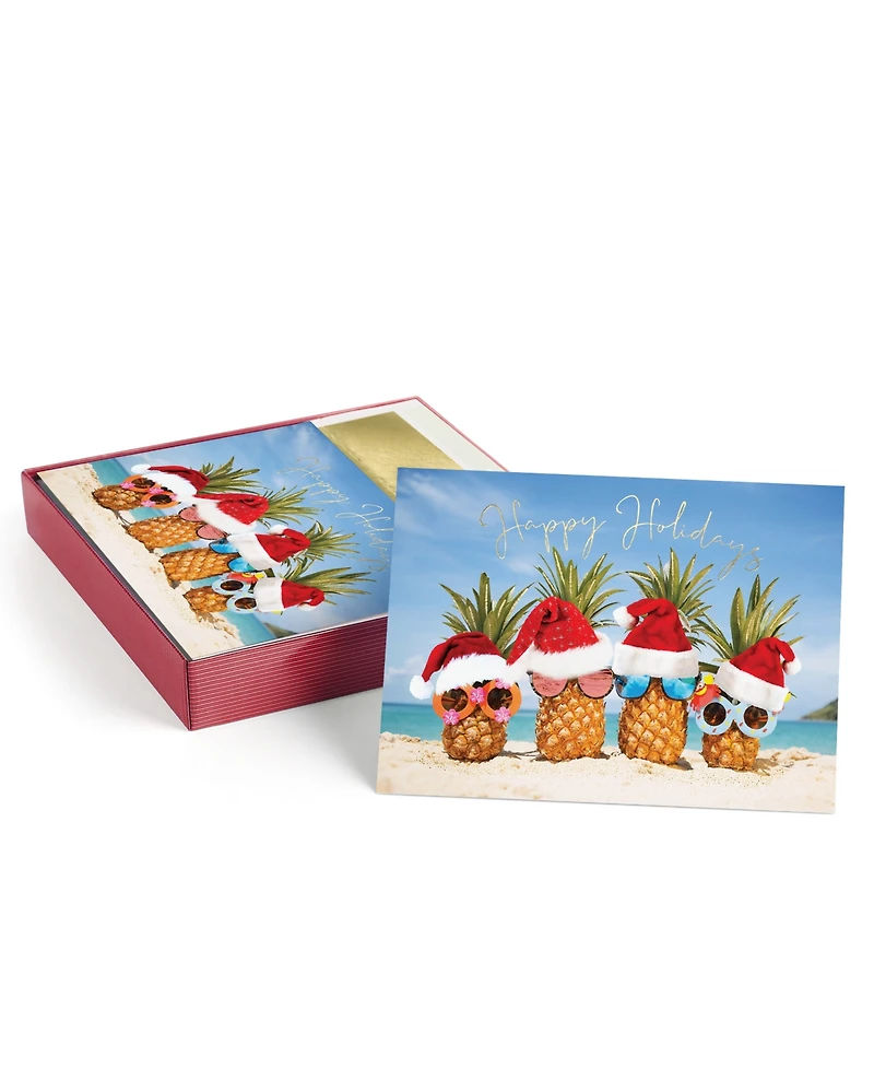 Masterpiece Studios Pineapple Santas Holiday Boxed Cards