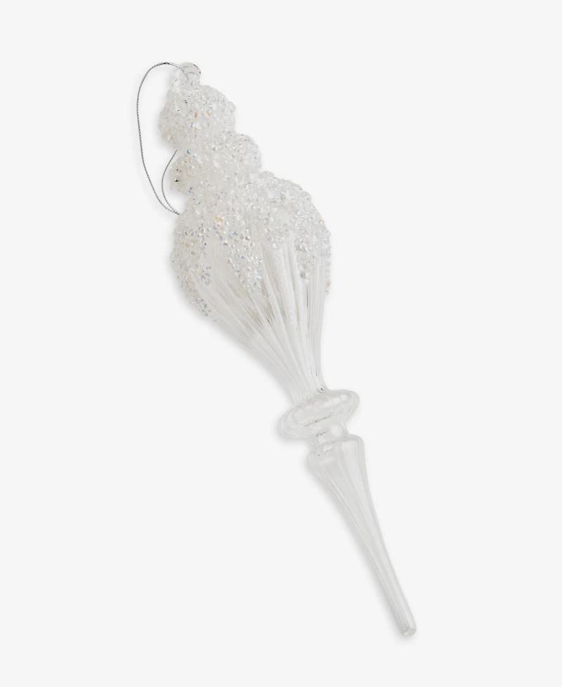 Holiday Lane Iced Delight Glass Frosted Finial Ornament, Macy's Exclusive