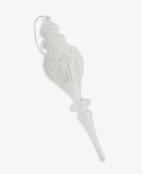 Holiday Lane Iced Delight Glass Frosted Finial Ornament, Macy's Exclusive