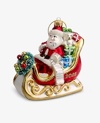 Holiday Lane Christmas Cheer Santa In Sleigh Ornament, Macy's Exclusive