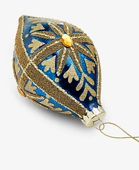 Holiday Lane Blessed Glass Blue and Gold Drop Ornament, Macy's Exclusive