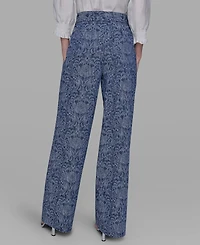 Karl Lagerfeld Paris Petite Printed Denim Pants