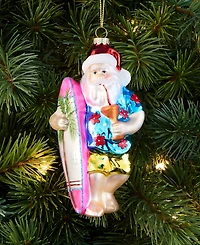 Holiday Lane Hawaii Glass Surfing Santa Ornament, Macy's Exclusive