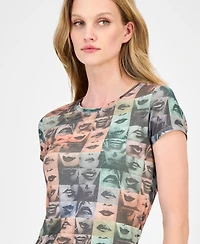 Guess Women's Embellished Lips T-Shirt