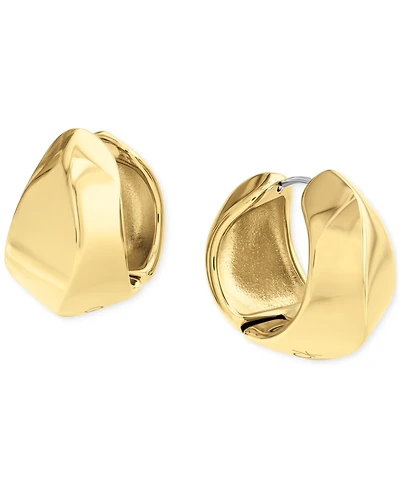 Calvin Klein Small Logo-Etched Sculpted Hoop Earrings, 0.91"