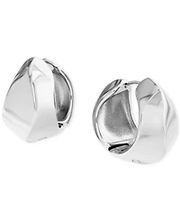 Calvin Klein Small Logo-Etched Sculpted Hoop Earrings, 0.91"