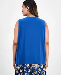 Kasper Plus Sleeveless Knot-Neck Top